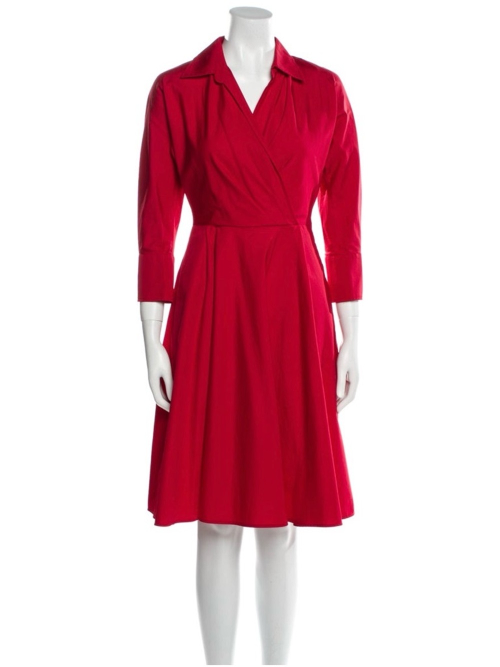 MaxMara Red Wrap-Front Midi Dress